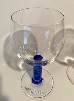 Set 2 Rare HTF Vintage Kosta Boda FILIPPA Wine Glasses Blue Orange Kjell Engman