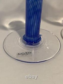 Set 2 Rare HTF Vintage Kosta Boda FILIPPA Wine Glasses Blue Orange Kjell Engman