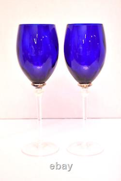 Set 2 Union Street Sienna Cobalt Blue Chardonnay Wine Glasses Goblets Stemware