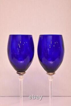 Set 2 Union Street Sienna Cobalt Blue Chardonnay Wine Glasses Goblets Stemware