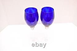 Set 2 Union Street Sienna Cobalt Blue Chardonnay Wine Glasses Goblets Stemware