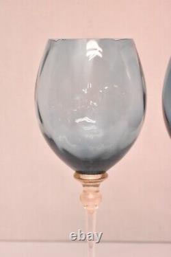Set 2 Union Street Sienna Smokey Blue Bordeaux Wine Glasses Goblets Stemware