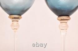 Set 2 Union Street Sienna Smokey Blue Bordeaux Wine Glasses Goblets Stemware