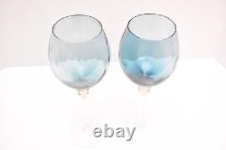 Set 2 Union Street Sienna Smokey Blue Bordeaux Wine Glasses Goblets Stemware