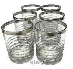 Set 30 Vintage MCM Dorothy Thorpe Era Silver Platinum Rings Cocktail Bar Glasses