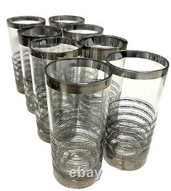 Set 30 Vintage MCM Dorothy Thorpe Era Silver Platinum Rings Cocktail Bar Glasses