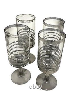 Set 30 Vintage MCM Dorothy Thorpe Era Silver Platinum Rings Cocktail Bar Glasses