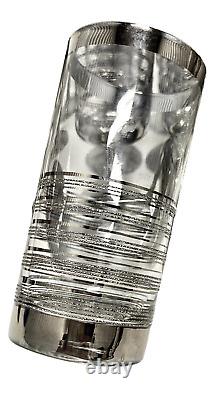 Set 30 Vintage MCM Dorothy Thorpe Era Silver Platinum Rings Cocktail Bar Glasses