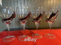 Set/4 Selangor Frankli Wild Pewter Clad Leopard/Cheetah Wine Glasses Vtg Barware