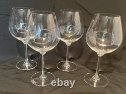 Set 4 Vintage RIEDEL Stacked & Ribbed Blown Crystal WINE Pinot Nebbiolo Glasses