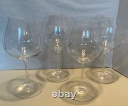 Set 4 Vintage RIEDEL Stacked & Ribbed Blown Crystal WINE Pinot Nebbiolo Glasses