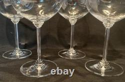 Set 4 Vintage RIEDEL Stacked & Ribbed Blown Crystal WINE Pinot Nebbiolo Glasses