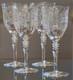 Set/4 Vintage Rock Sharpe Crystal Floral Etched Wine Glasses, Hand Blown 7 5/8T