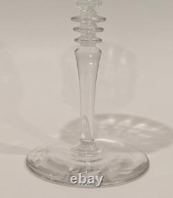Set/4 Vintage Rock Sharpe Crystal Floral Etched Wine Glasses, Hand Blown 7 5/8T