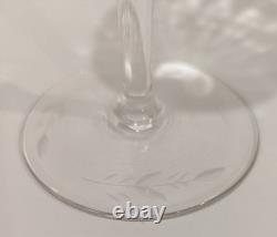 Set/4 Vintage Rock Sharpe Crystal Floral Etched Wine Glasses, Hand Blown 7 5/8T