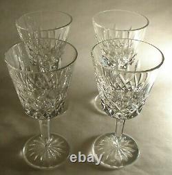 Set 4 Waterford Crystal Vintage Lismore Claret Wine Glass Stemware signed