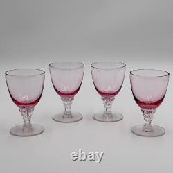 Set 4 Wistaria Pink by Tiffin-Franciscan Water Goblets Chrystal Glasses 4 1/8