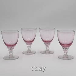 Set 4 Wistaria Pink by Tiffin-Franciscan Water Goblets Chrystal Glasses 4 1/8