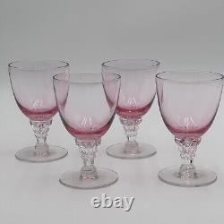 Set 4 Wistaria Pink by Tiffin-Franciscan Water Goblets Chrystal Glasses 4 1/8