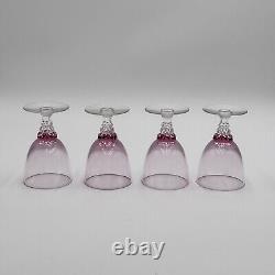 Set 4 Wistaria Pink by Tiffin-Franciscan Water Goblets Chrystal Glasses 4 1/8