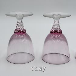 Set 4 Wistaria Pink by Tiffin-Franciscan Water Goblets Chrystal Glasses 4 1/8