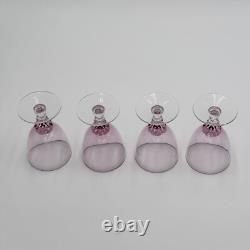Set 4 Wistaria Pink by Tiffin-Franciscan Water Goblets Chrystal Glasses 4 1/8