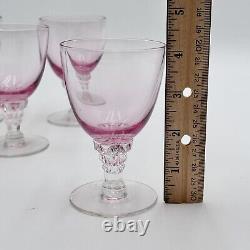 Set 4 Wistaria Pink by Tiffin-Franciscan Water Goblets Chrystal Glasses 4 1/8