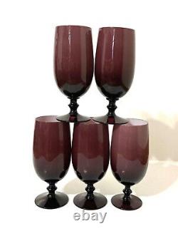 Set/5 Vintage MCM Amethyst/Purple Carlo Moretti Italy Cased Goblets Wine Glasses