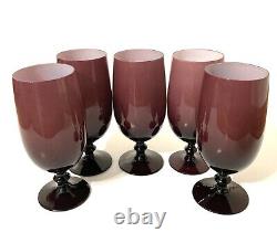 Set/5 Vintage MCM Amethyst/Purple Carlo Moretti Italy Cased Goblets Wine Glasses