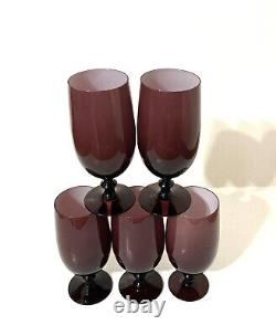 Set/5 Vintage MCM Amethyst/Purple Carlo Moretti Italy Cased Goblets Wine Glasses