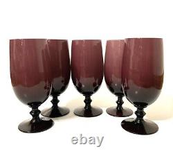 Set/5 Vintage MCM Amethyst/Purple Carlo Moretti Italy Cased Goblets Wine Glasses