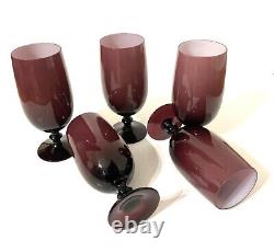 Set/5 Vintage MCM Amethyst/Purple Carlo Moretti Italy Cased Goblets Wine Glasses