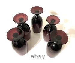 Set/5 Vintage MCM Amethyst/Purple Carlo Moretti Italy Cased Goblets Wine Glasses