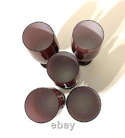 Set/5 Vintage MCM Amethyst/Purple Carlo Moretti Italy Cased Goblets Wine Glasses