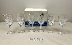 Set 6 Signed Vintage Waterford Crystal ALANA White Wine Glasses 5-1/2 MIB