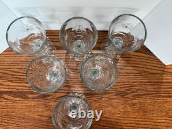 Set/6 VTG Indiana Clear Glass Water Wine Goblet Bethlehem Star USA 1910-1920