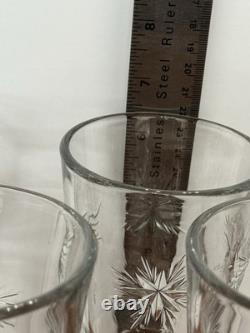 Set/6 VTG Indiana Clear Glass Water Wine Goblet Bethlehem Star USA 1910-1920
