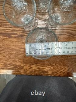 Set/6 VTG Indiana Clear Glass Water Wine Goblet Bethlehem Star USA 1910-1920