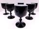 Set 6 Vintage Carlo Moretti Italy Black White Wine Goblets Glasses Hand Blown