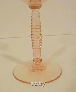 Set/6 Vintage Elegant Glass Champagne / Wine Goblets, Ribbed Stem