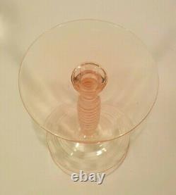 Set/6 Vintage Elegant Glass Champagne / Wine Goblets, Ribbed Stem