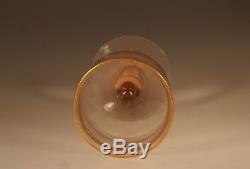 Set 6 Vintage Fry Glass Deco Pink Wine Glasses Water Goblets Gold Trims c. 1930