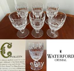 Set 6 Vtg WATERFORD CRYSTAL Colleen 4.75 Short-Stemmed Claret Wine Glasses 6 oz