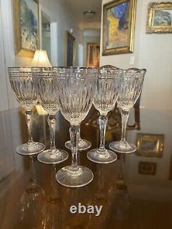 Set 6 Vtg Waterford Marquis Hanover Platinum Wine Glasses 7 5/8 Signed