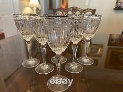 Set 6 Vtg Waterford Marquis Hanover Platinum Wine Glasses 7 5/8 Signed