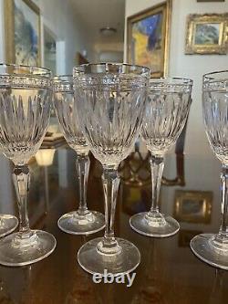 Set 6 Vtg Waterford Marquis Hanover Platinum Wine Glasses 7 5/8 Signed