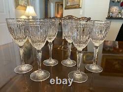 Set 6 Vtg Waterford Marquis Hanover Platinum Wine Glasses 7 5/8 Signed