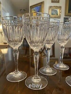 Set 6 Vtg Waterford Marquis Hanover Platinum Wine Glasses 7 5/8 Signed