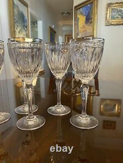 Set 6 Vtg Waterford Marquis Hanover Platinum Wine Glasses 7 5/8 Signed