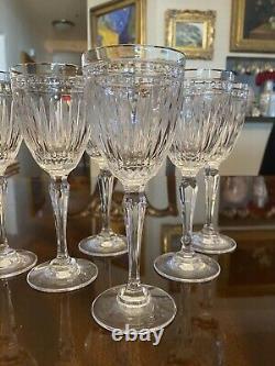 Set 6 Vtg Waterford Marquis Hanover Platinum Wine Glasses 7 5/8 Signed